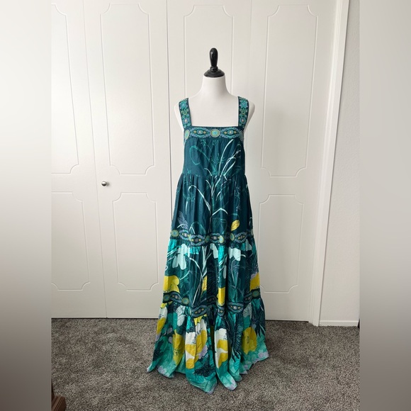 Anthropologie Teal Beaded Maxi Dress - Picture 3 of 13